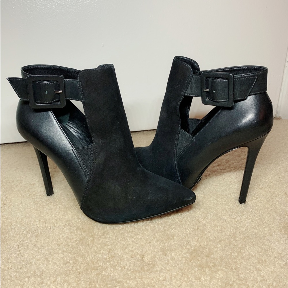 Schutz Black Leather Heel Booties